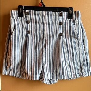 Nautical Striped High Waist Women's Shorts
